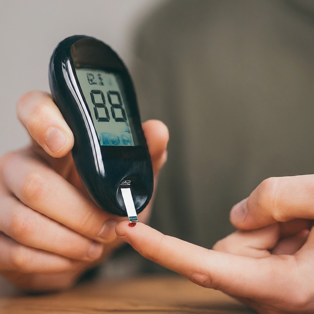 Diabetes test with glucometer