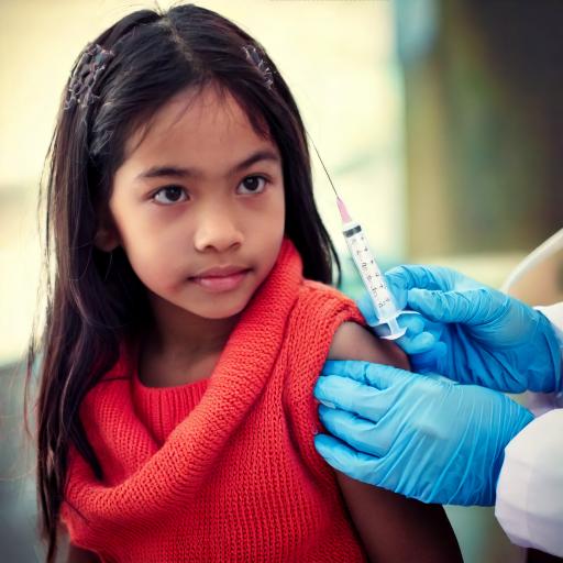 Kid getting influenza vaccine